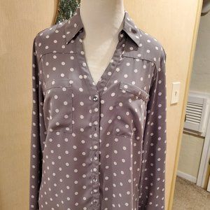 Express Gray/White Polka Dot
